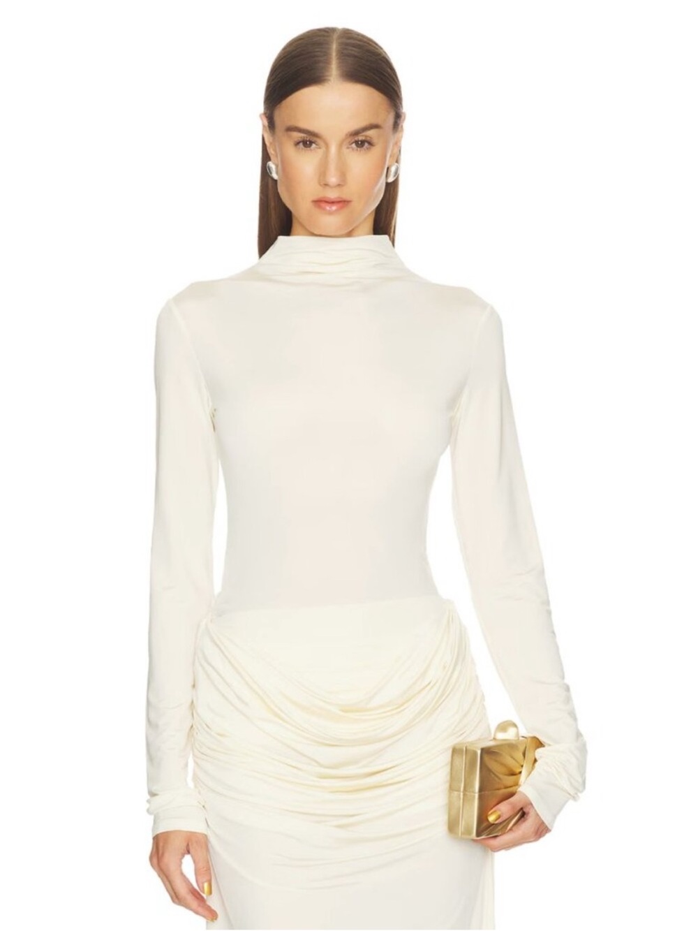 Paris Georgia Asymmetric Tee Long Sleeve in Cream Size Small New With Tags
